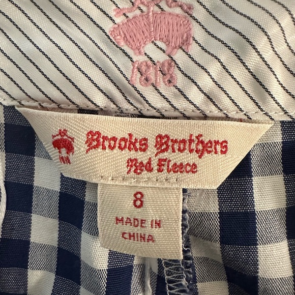 Brooks Brothers Fleece Blue & White Gingham Check ‘Red Fleece’ Pants Size 8 - Picture 5 of 7